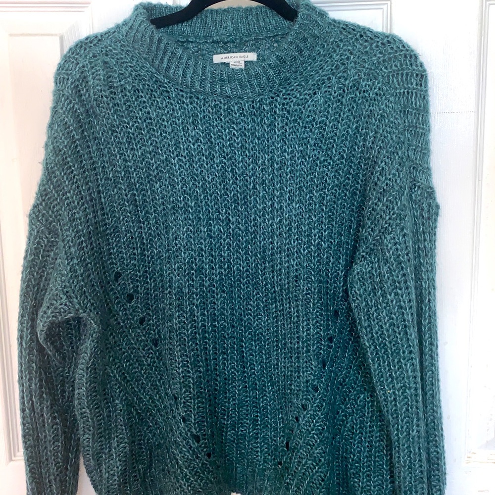 Sea green and blue sweater